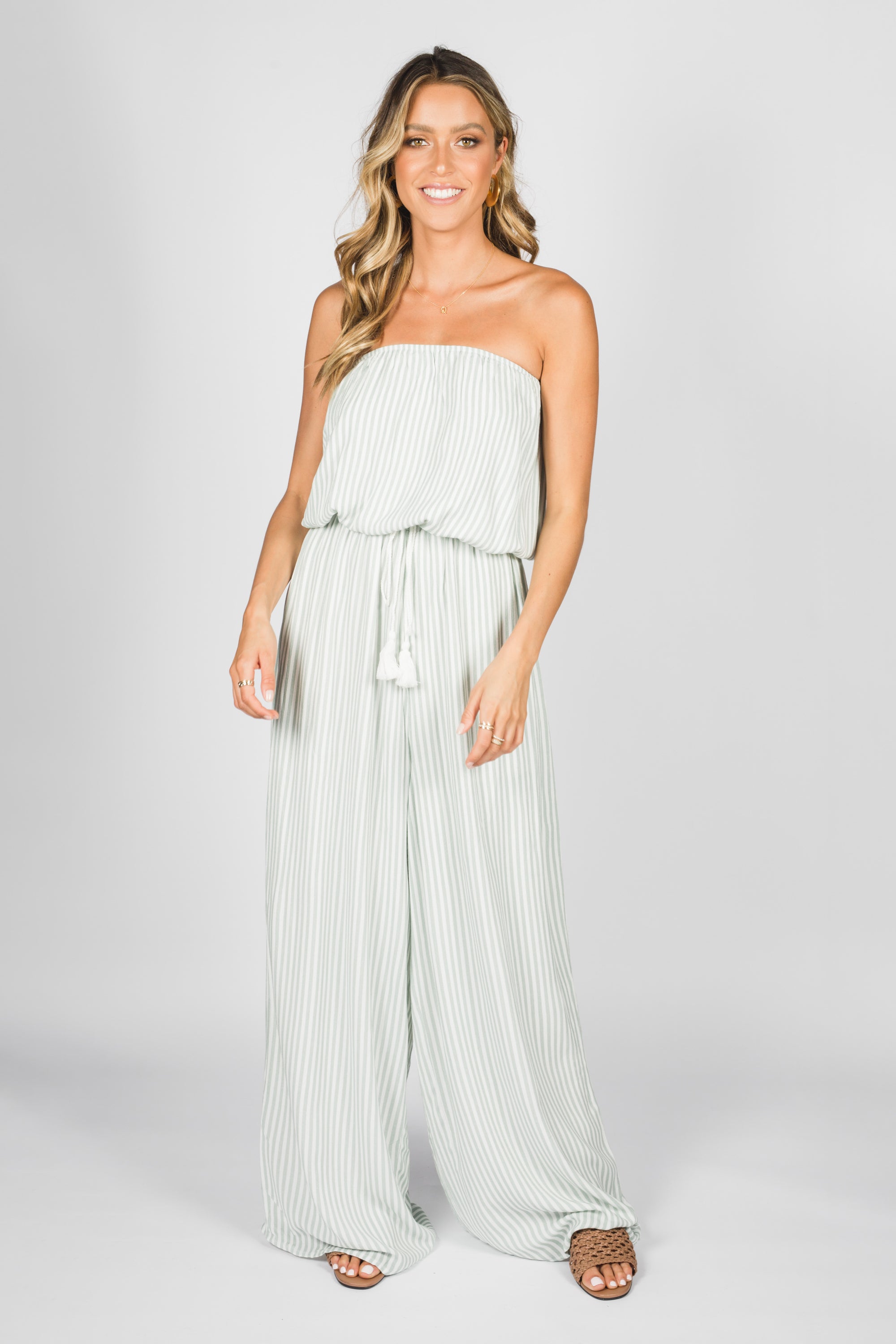 MORROCAN DAYS JUMPSUIT - MINT STRIPE