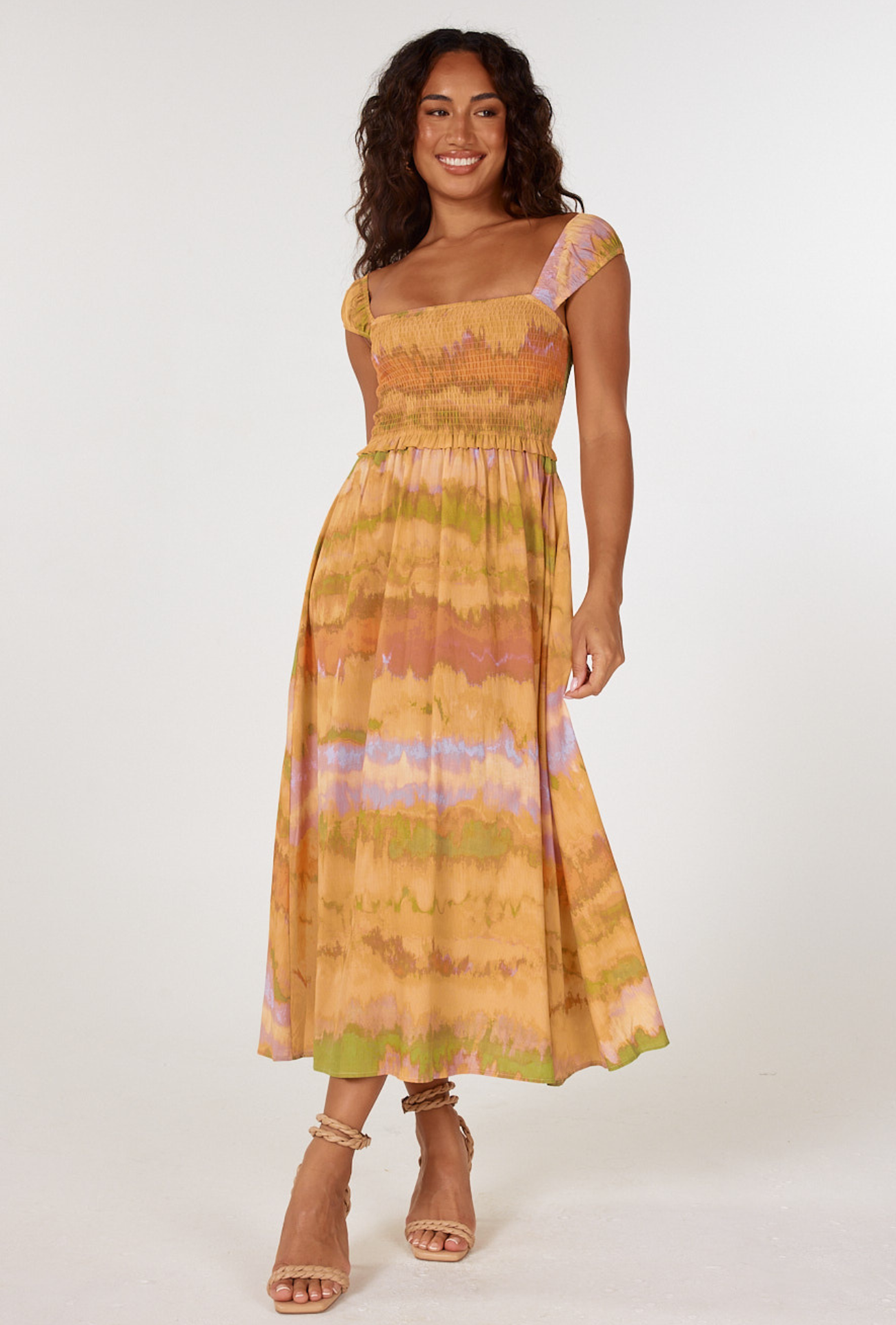 ALLEGRA MIDI DRESS - SAND DUNES PRINT