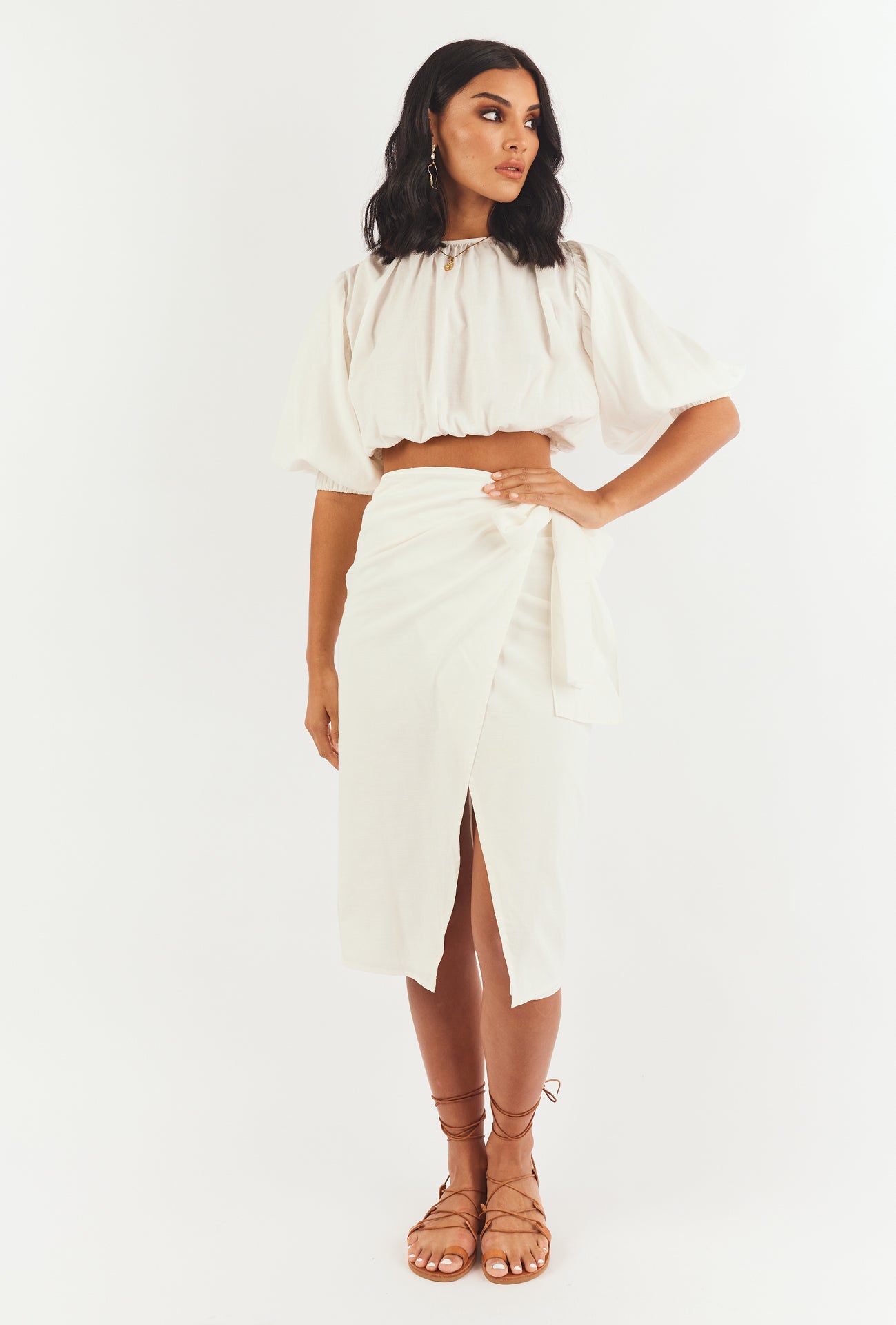 ELARA MIDI SKIRT - WHITE