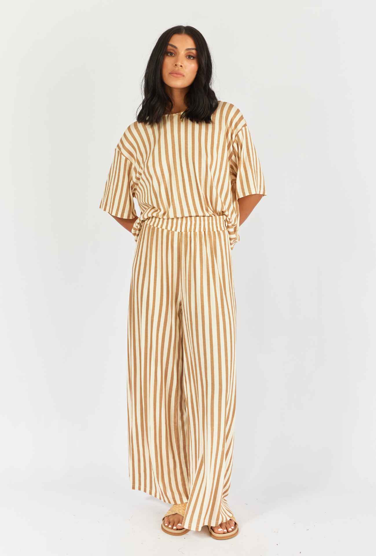 AMORA PANTS - BROWN STRIPE